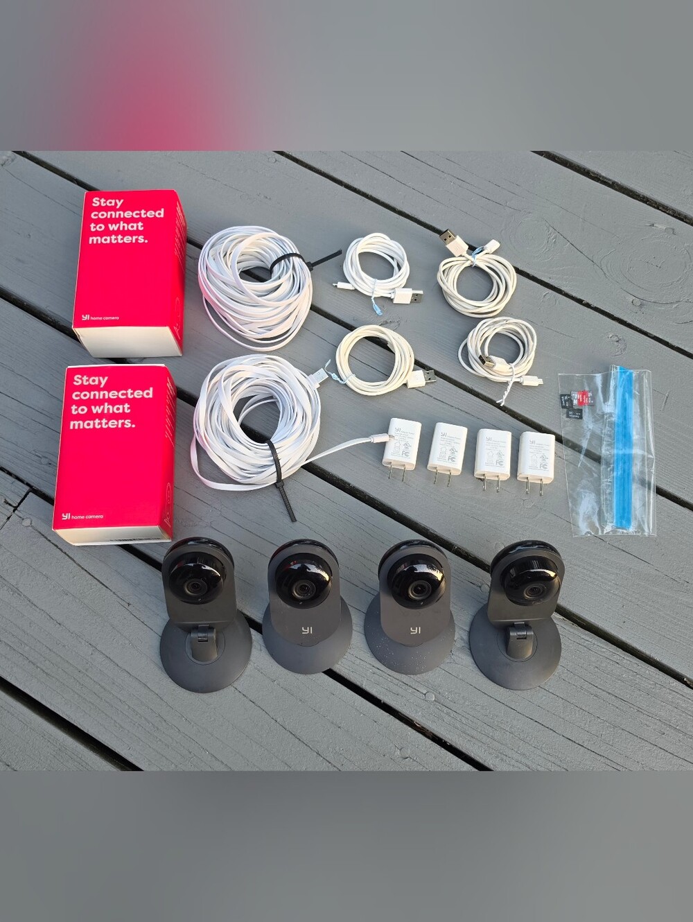 Lot of 4 YI Home Camera Wireless IP Security Surveillance Night Vision EXTRAS